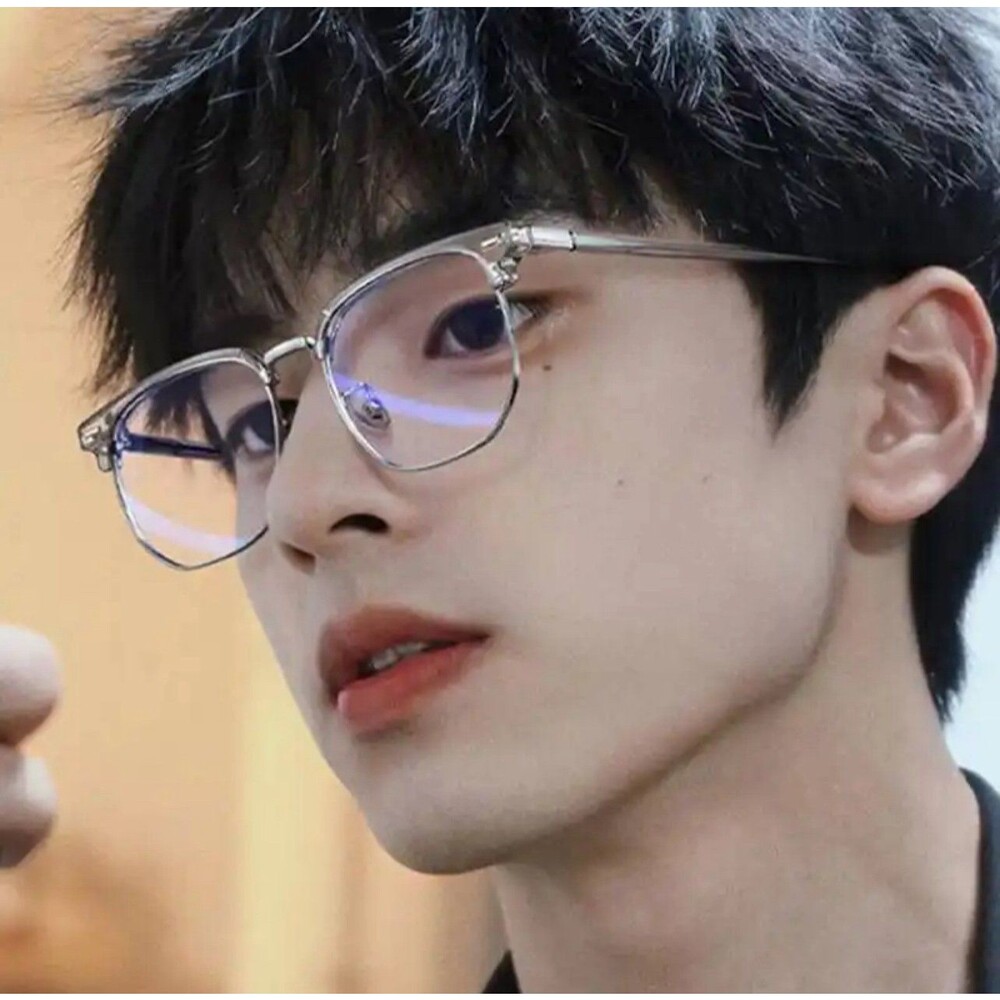 Fashion unisex square Plain glasses for men women Metal frame glasses polygon ey